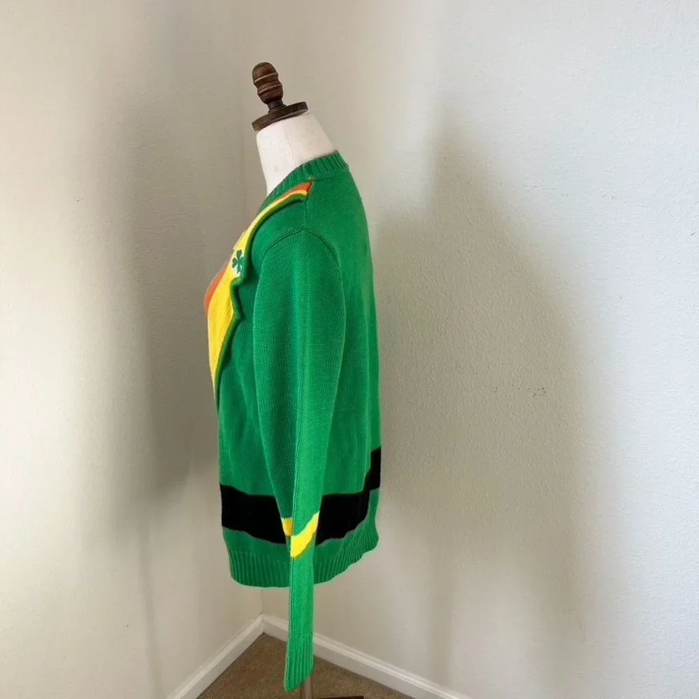 Funky Christmas Jumpers Elf Ugly Christmas Sweater Green Belt Holiday Unisex‎ Sm - Picture 3 of 14